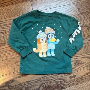 Baby Gap Bluey winter snow graphic long sleeve tee | Size 3 | balsam tree green
